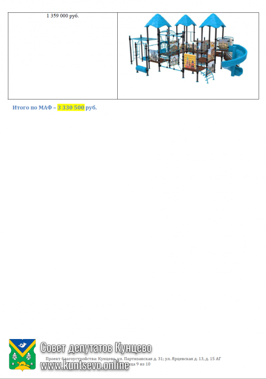 Проект благоустройства: ул. Партизанская д. 31; ул. Ярцевская д. 13, д. 15 АГ 2