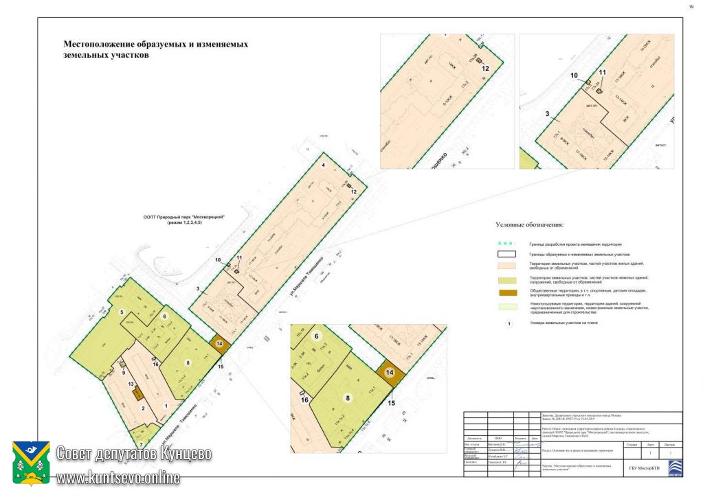Проект межевания ООПТ «ПП «Москворецкий», внут. проездом, ул. Маршала Тимошенко (ЗАО). 1